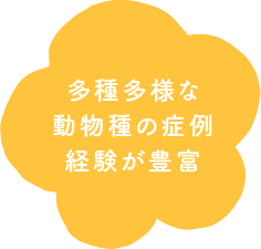 多種多様な動物種の症例経験が豊富